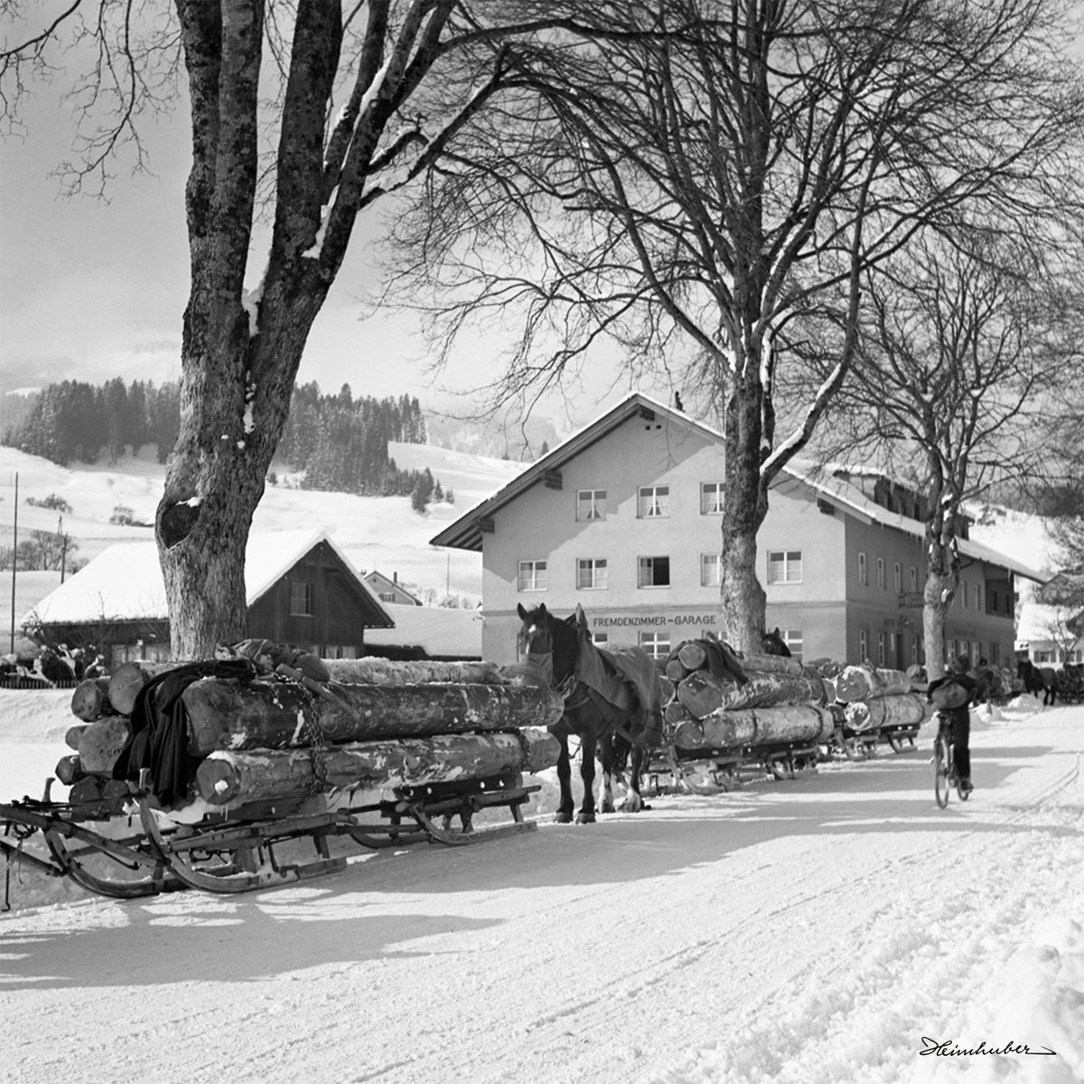 Holzfuhrwerke in Bihlerdorf