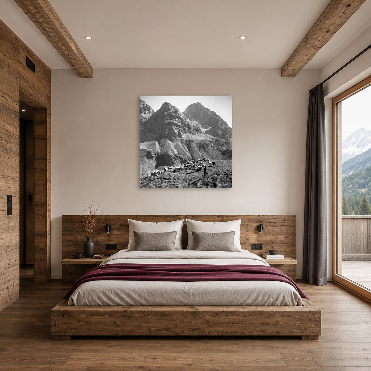 Bergschafe mit Hirte