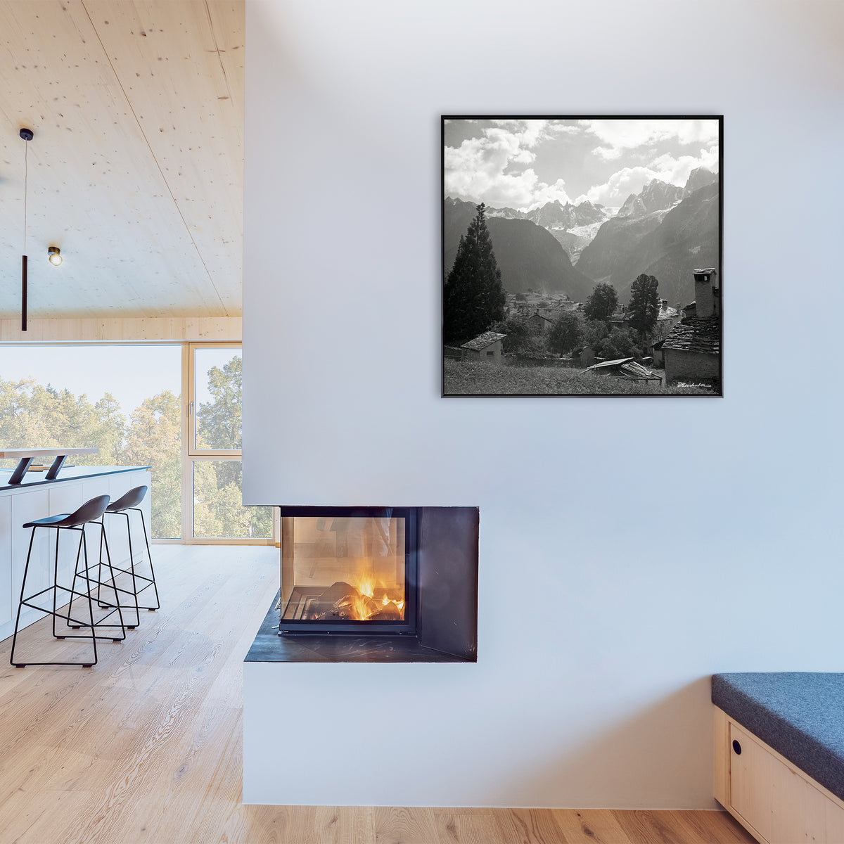 Soglio mit Blick auf die Berge